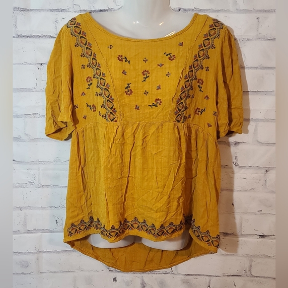 Knox Rose Tops - Knox Rose Mustard Yellow Boho Rayon Tunic Top Large